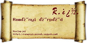 Reményi Árpád névjegykártya
